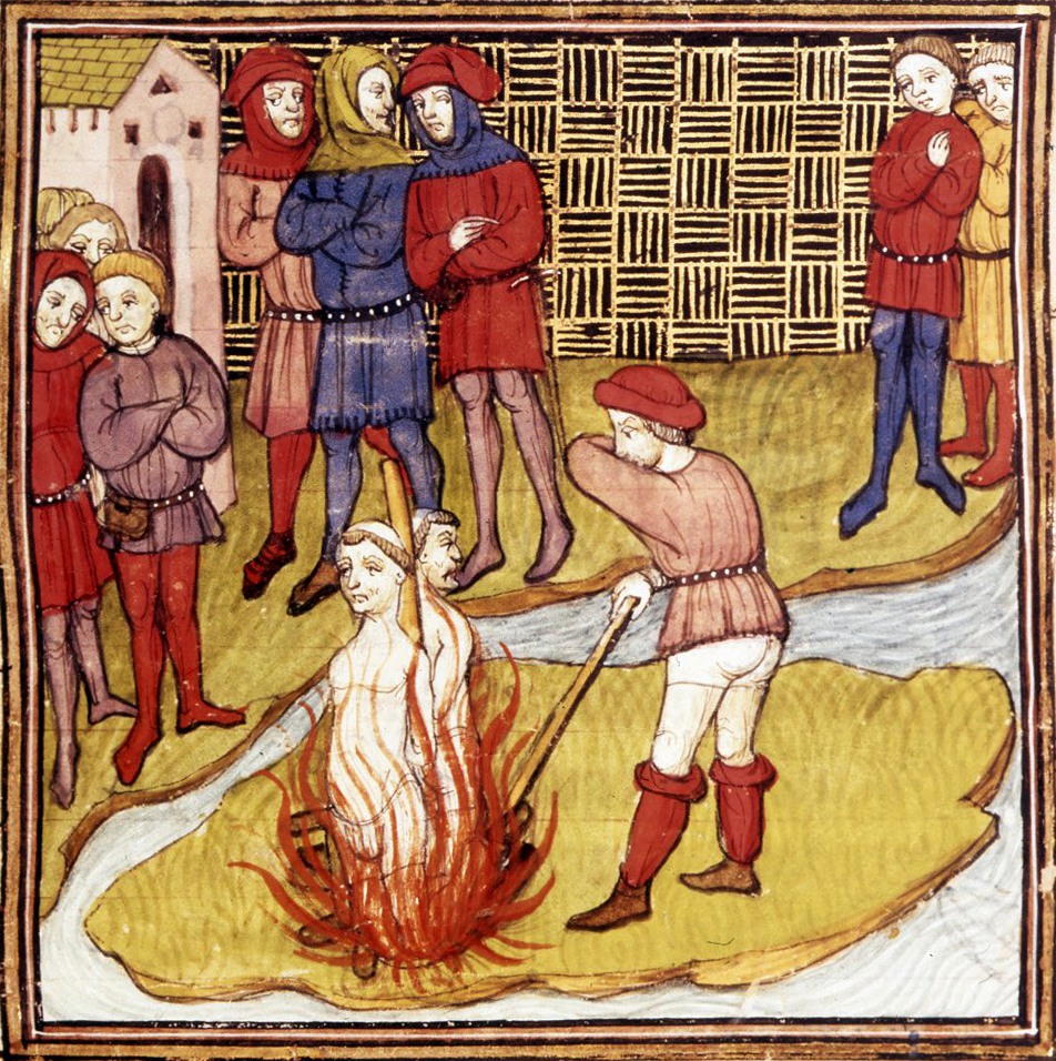 Exécution de Jacques de Molay, Atelier de Maître de Virgile  Chroniques de France ou de St Denis — British Library